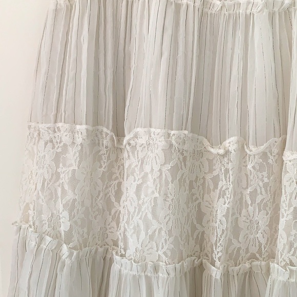 VINTAGE WHITE LACE MIDI SKIRT - Picture 3 of 7